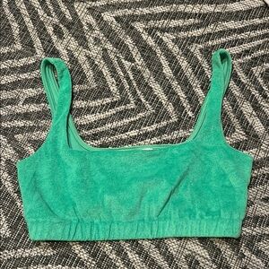 Green terrycloth cropped tank/bra